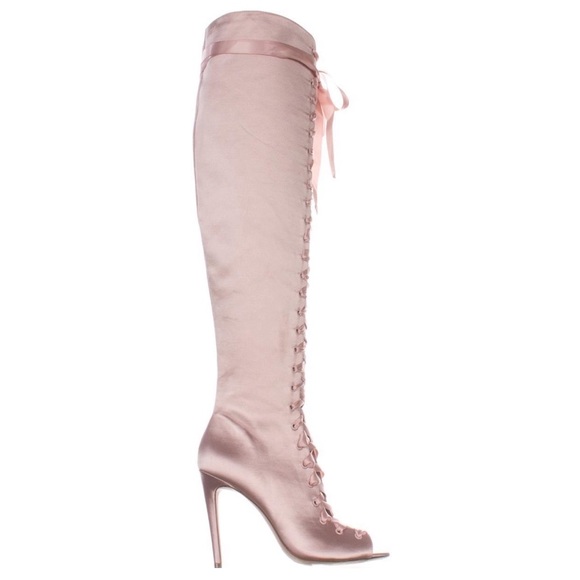 Aldo Lace-Up Over The Knee Boots, Light Pink - Picture 2 of 10
